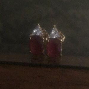 4CT Ruby Oval Swarovski Elements Stud Earrings
